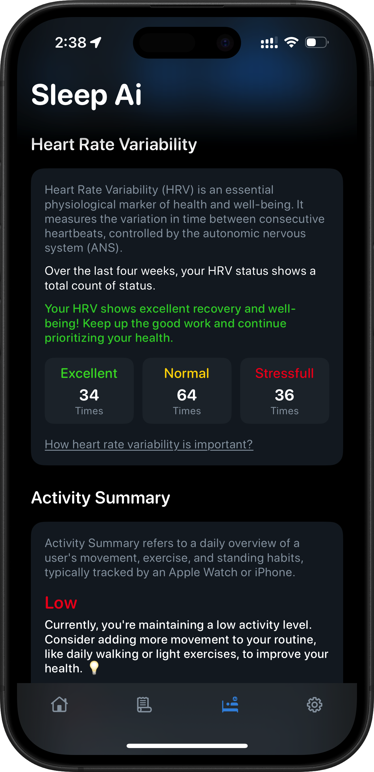 SleepMinder heart rate variability