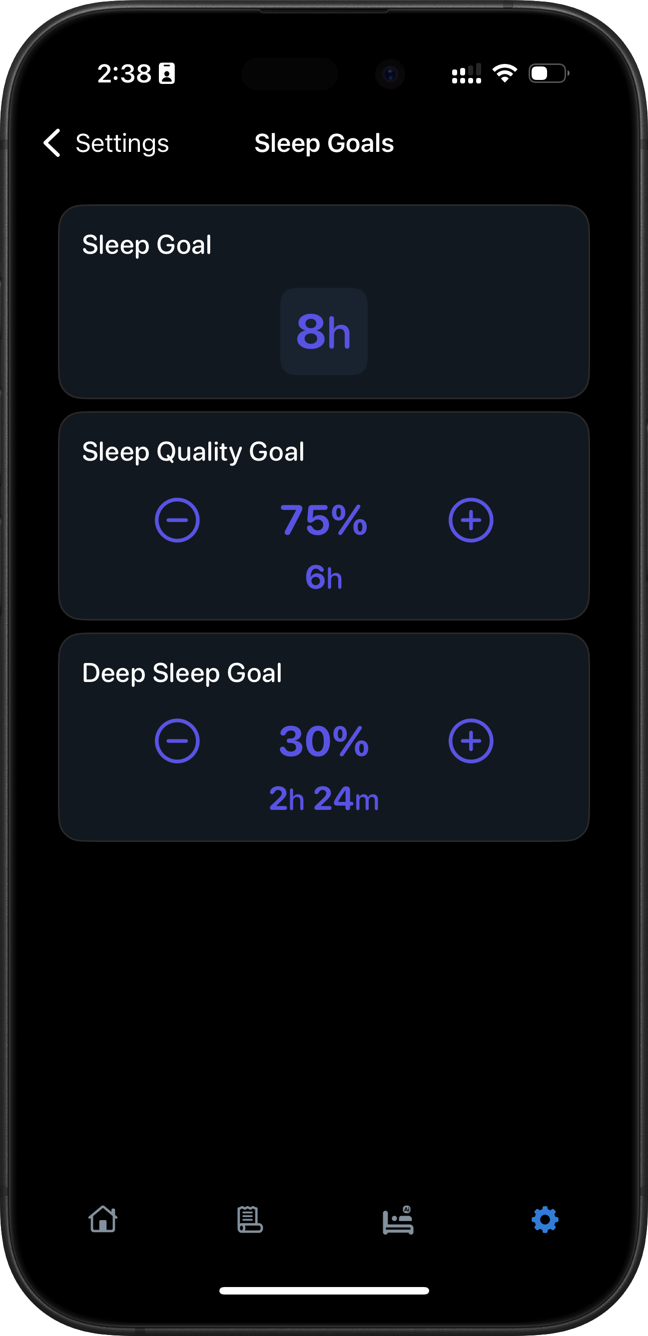 SleepMinder sleep dashboard alternate