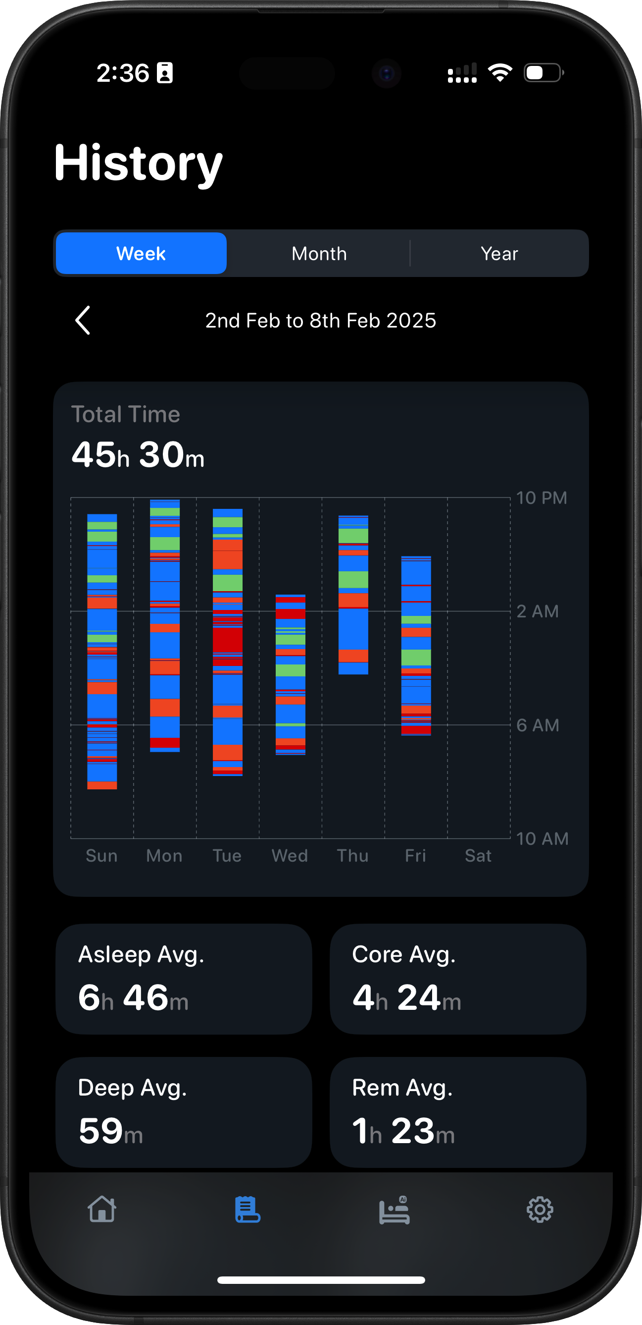 SleepMinder sleep goals settings